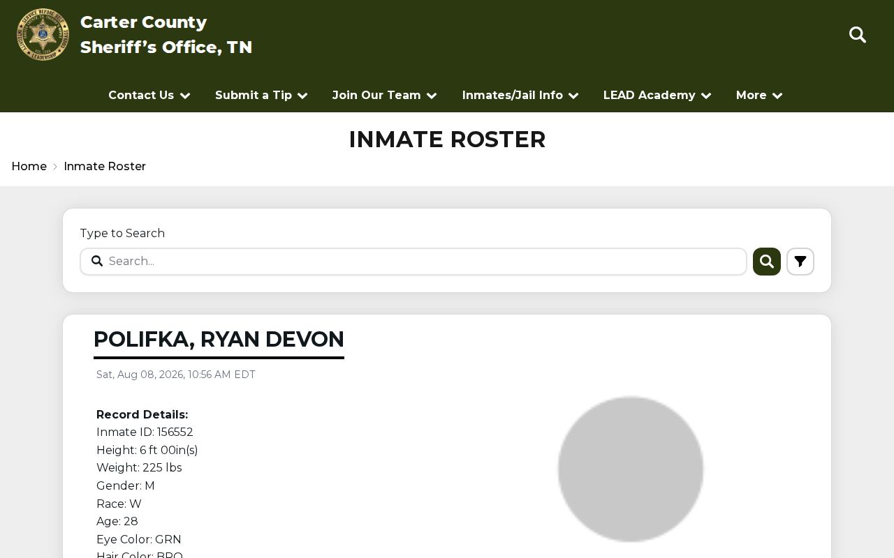 Carter County arrest history official inmate roster search