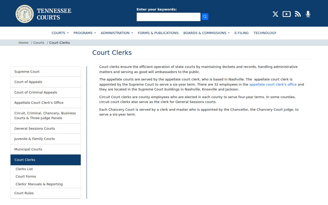 Carter County criminal court case clerk record duties