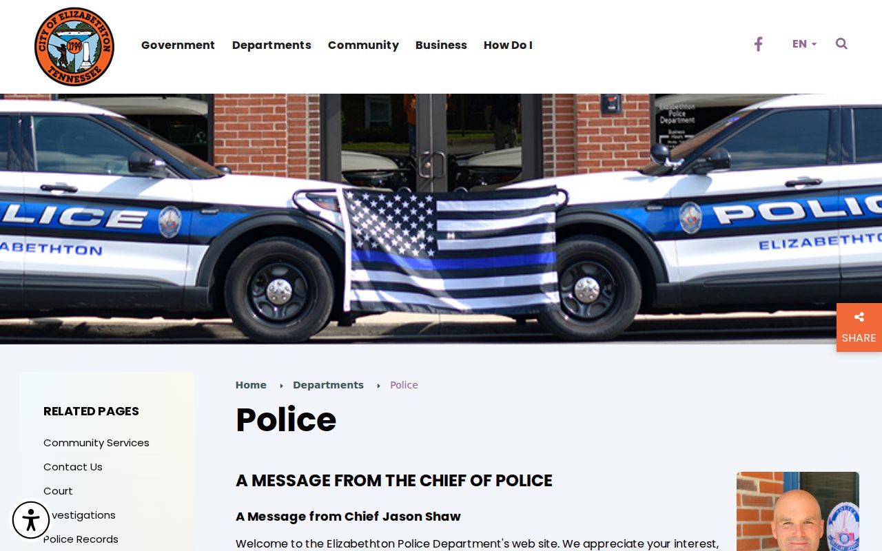 Carter County Elizabethton Police Department criminal records page